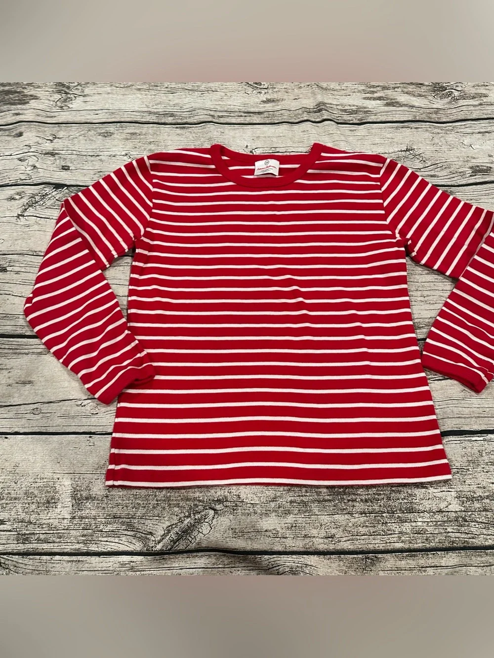 NWOT Hanna Andersson Organic Red and White Striped Long-Sleeve Tee Size 10